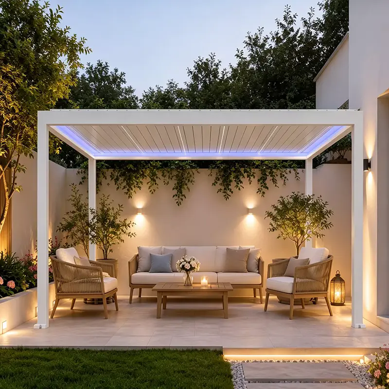 ¿Cómo puede una pérgola de lamas retráctiles motorizada transformar los espacios de vida al aire libre?