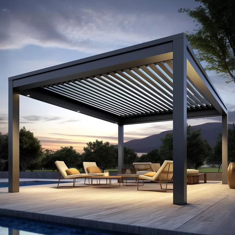 Pérgola de aluminio con lamas ajustables